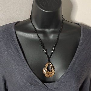 Cute Glass Pendant And Bead Necklace Adjustable 19 To 20.5 Inches Long
